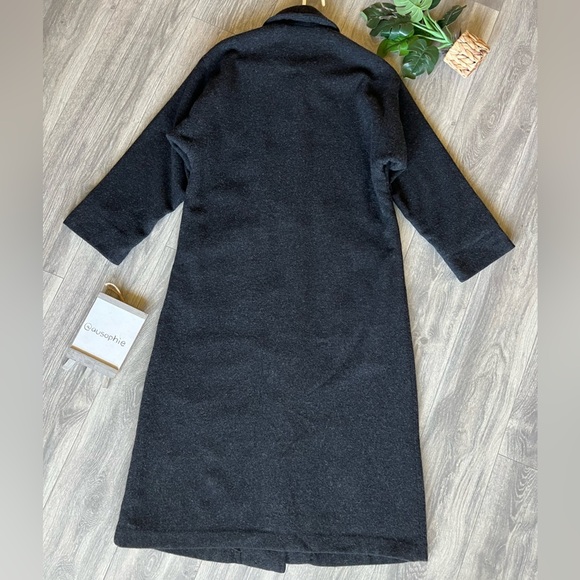 Eileen Fisher 100% boiled wool button front winter coat in charcoal. Size S - Picture 6 of 13